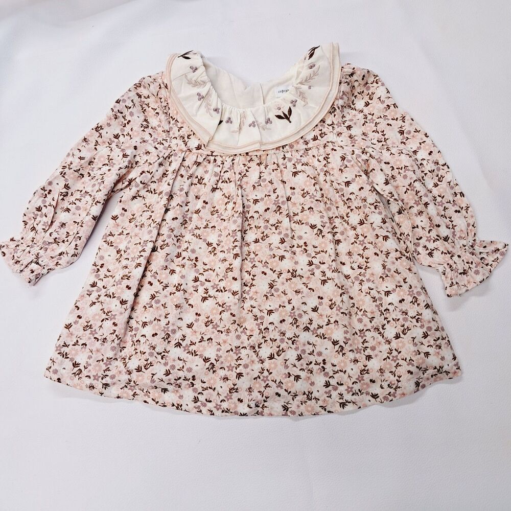 Cupcakes and Cashmere Infant Girls Peasant Dress 6-9 M Embroidered Cottage Core